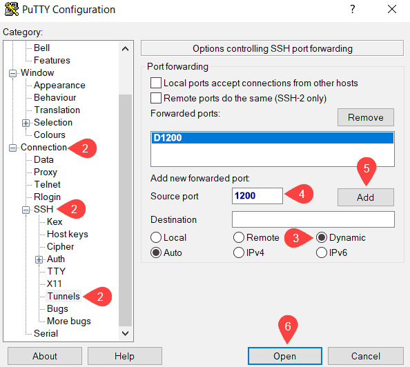 port forwarding using puuty windows