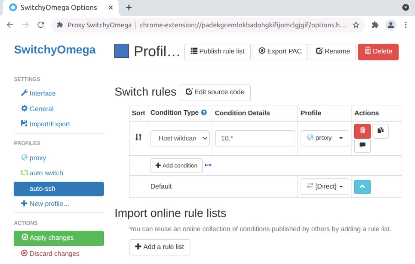 Proxy SwitchyOmega